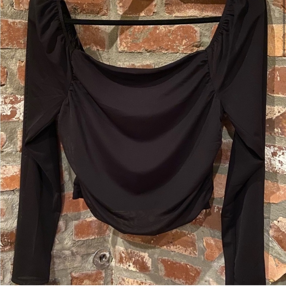 Elegant Black Long Sleeve Women's Top